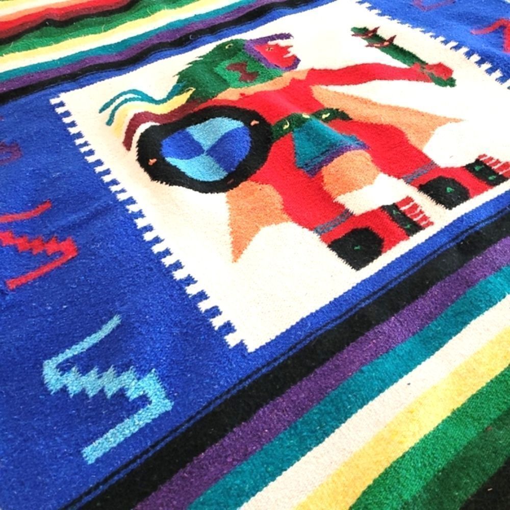 VTG Zapotec Mexican tapestry throw rug